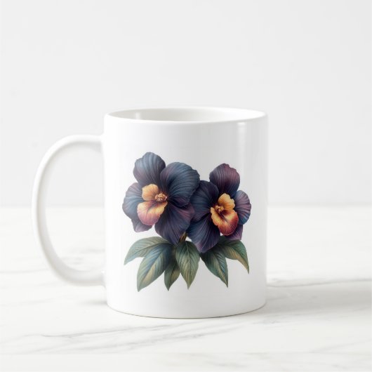 Élégante tasse à café à orchidées noires classique (Gauche)