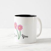 Élégante tasse avec fleurs marguerites roses conce (Devant droit)