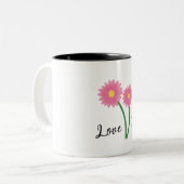 Élégante tasse avec fleurs marguerites roses conce (Devant gauche)