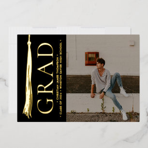 Elegante Tassel Afstudeerder Party Custom Foto Folie Feestdagenkaart