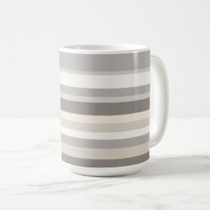 Elegante taupe crème en grijs gestreepte boerderij koffiemok