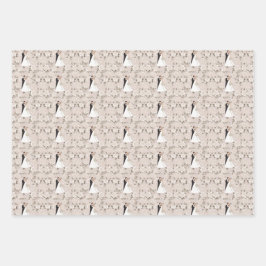 Elegante taupe en wit bruiloft inpakpapier