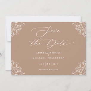 Elegante Taupe Huwelijkskaart 'Save the Date' Save The Date