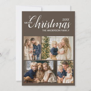 Elegante Taupe Multi Foto Kerstkaart