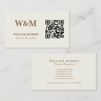 Elegante Taupe QR Code Logo Sjabloon Visitekaartje