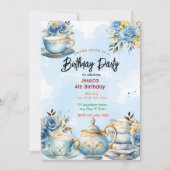 Elégante Tea Party Anniversaire Invitation (Devant)