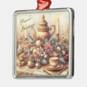 Elegante  Tea Party Kerst Metalen Ornament (Links)