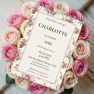 Elegante Tea Party verjaardagsuitnodiging voor mei Kaart