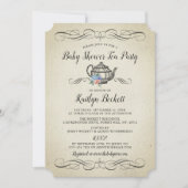 Elégante Tea Party Vintage | Invitation Baby showe (Devant)