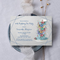 Elégante Teacups Anniversaire Tea Party Invitation