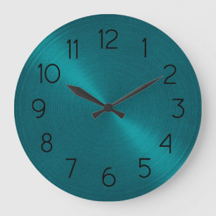 Elegante Teal Blauwe Metalen Uitstraling Glans Grote Klok