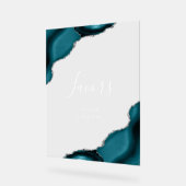 Elegante Teal Blauwe Zilveren Agaten Trouwgunsten Acryl Bord (Hoek)