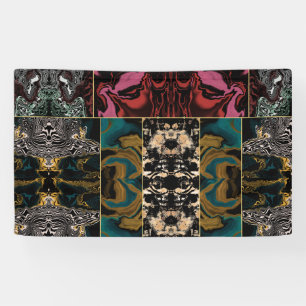 Elegante Teal Bourgondië Goud Marmer Vloeibare Abs Spandoek