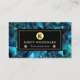 Elegante Teal en Gouden Middernacht Kristal Galaxy Visitekaartje