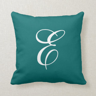 Elegante Teal en Witte Monogram Worpkussen Kussen