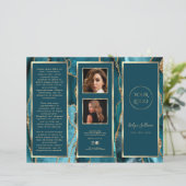 Elegante Teal Gouden Agate Folder (Staand voorkant)