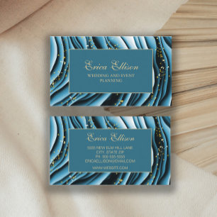Elegante Teal Gouden Alcohol Inkt Trouwplanner Visitekaartje
