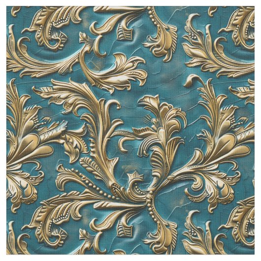 Elegante teal gouden bewerkt leer stof (Close Up)