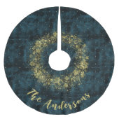 Elegante Teal Gouden Sneeuwvlokken Fluwelen Kerstm Kerstboom Rok (Voorkant)