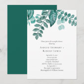 Elegante Teal Groene Waterverf Koppels Bruisfeest Kaart (Voorkant / Achterkant)