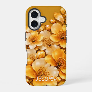 Elegante Teal Iris Bloemen Custom iPhone 16 Hoesje