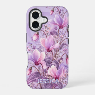 Elegante Teal Iris Bloemen Custom iPhone 16 Hoesje