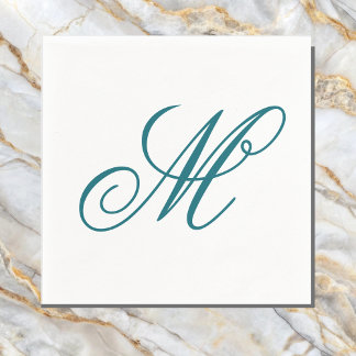 Elegante Teal Monogram Initiaal Servet