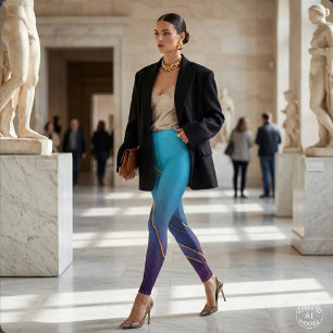 Elegante Teal & Paarse Agate Gouden Fluid Art Ombr Leggings