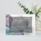 Elegante Teal Pruim Paarse Rook Ontvangst  Kaart (Staand voorkant)