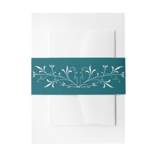 Elegante Teal Sierwerk Trouwring Uitnodigingen Wikkel