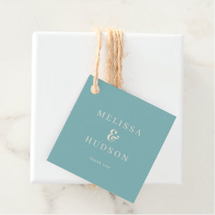 Elegante Teal Typografische Dankbaarheid Bedankjes Labels