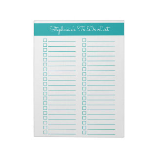Elegante Teal Verticale 8,5x11 Twee-Kolommen Check Notitieblok