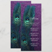 Elegante Tealblauwe Paarse Pauw Huwelijk Menu (Voorkant / Achterkant)