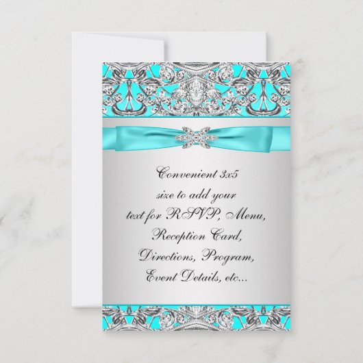 Elegante Tealblauwe RSVP (Achterkant)