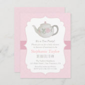 Elégante Teapot Tea Party Baby Shower Invitations (Devant / Derrière)