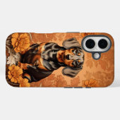 Elegante teckel en goudsbloemen Case-Mate iPhone case (Achterkant (horizontaal))