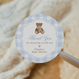 Elegante Teddy Bear Baby Shower Ronde Sticker