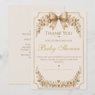 Elegante teddybeer babyshower bedankkaart, bedankkaart