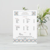 Elegante tegeldesign restaurant lunch menu (Staand voorkant)