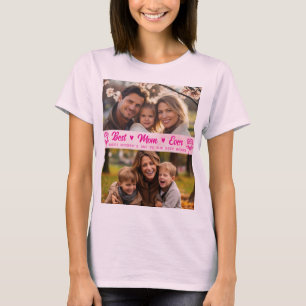 Elegante tekst foto Moederdag aquarel roze T-shirt