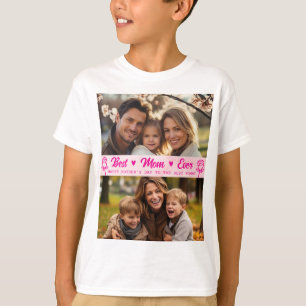 Elegante tekst foto Moederdag aquarel roze T-shirt