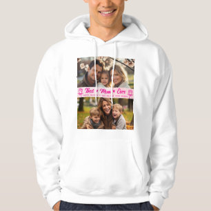 Elegante tekst foto Moederdag waterverf roze Hoodie