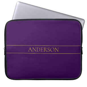 Elegante tekst Goud en diep Paars Laptop Sleeve