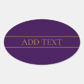 Elegante  tekst | Goud en diep Paars Ovale Sticker (Voorkant)