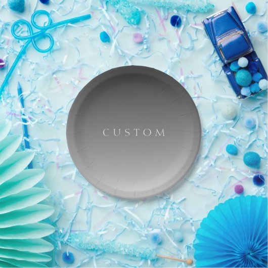 Elegante tekst op eenvoudige moderne grijze ombre  papieren bordje (Feest)