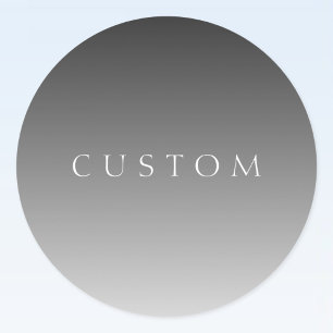Elegante tekst op eenvoudige moderne grijze ombre- ronde sticker