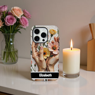 Elegante telefoonhoes met bloemenhanden iPhone 16 pro hoesje