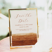 Elegante Terracotta Aquarel Abstracte Woestijn Save The Date