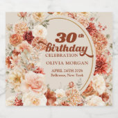 Elegante terracotta blush bordeauxbloemen herfst sparkling wijnetiket (Enkel label)