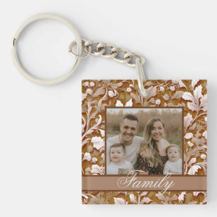 Elegante  terracotta boho bloem sleutelhanger